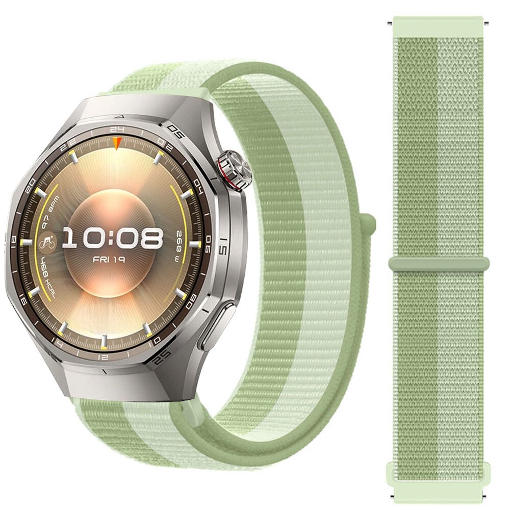 Huawei Watch GT6 Pro 46mm İle Uyumlu Ayarlanabilir Cırt Cırtlı Yumuşak Spor Kumaş Örgü Kordon Yeşil