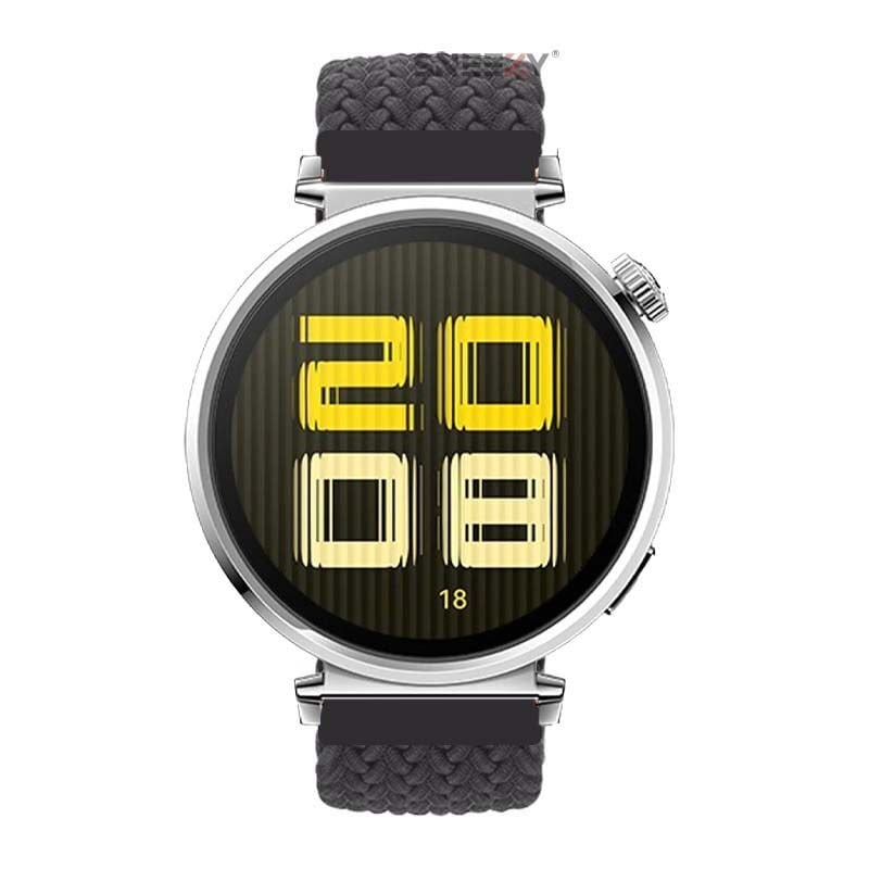 Sneezy Huawei Watch GT5 41mm İle Uyumlu Metal Klips Solo Fiberlink Kumaş Örgü Kordon Füme