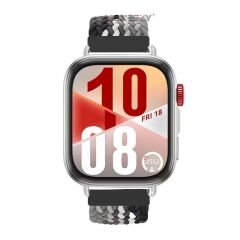 Huawei Watch Fit 4 Fit 4 Pro İle Uyumlu Metal Klipsli Solo Fiberlink Yumuşak Kumaş Örgü Kordon Siyah Beyaz