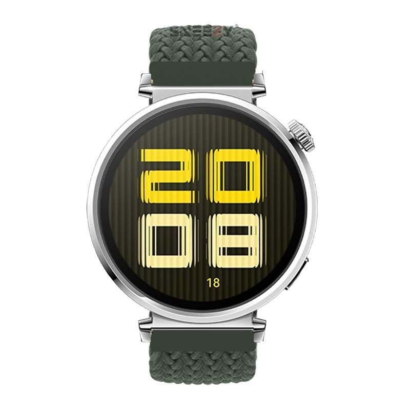 Sneezy Huawei Watch GT5 41mm İle Uyumlu Metal Klips Solo Fiberlink Kumaş Örgü Kordon Haki