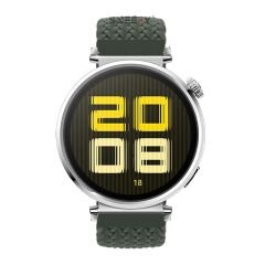 Sneezy Huawei Watch GT5 41mm İle Uyumlu Metal Klips Solo Fiberlink Kumaş Örgü Kordon Haki