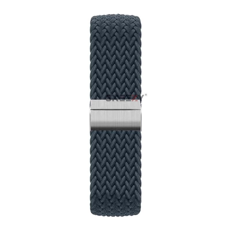 Sneezy Huawei Watch GT Runner-Sport 46mm- GT2 E 22mm Uyumlu Metal Klips Solo Fiberlink Örgü Kordon Mavi Koyu - Mavi Koyu