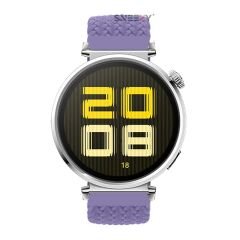 Sneezy Huawei Watch GT5 41mm İle Uyumlu Metal Klips Solo Fiberlink Kumaş Örgü Kordon Lila
