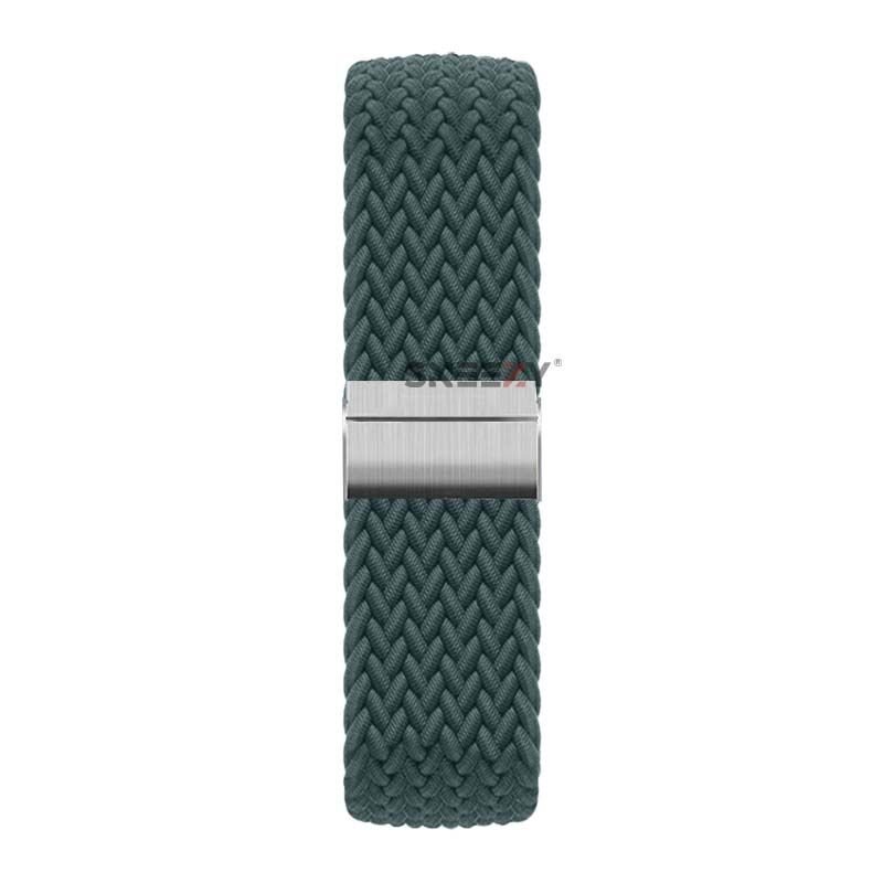 Sneezy Huawei Watch GT Runner-Sport 46mm- GT2 E 22mm Uyumlu Metal Klips Solo Fiberlink Örgü Kordon Petrol