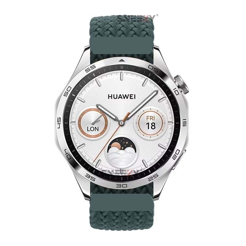 Sneezy Huawei Watch GT Runner-Sport 46mm- GT2 E 22mm Uyumlu Metal Klips Solo Fiberlink Örgü Kordon Petrol