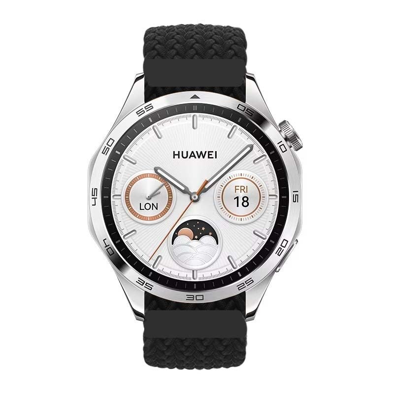 Sneezy Huawei Watch GT Runner-Sport 46mm- GT2 E 22mm Uyumlu Metal Klips Solo Fiberlink Örgü Kordon Siyah - Siyah
