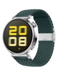 Sneezy Huawei Watch GT5 41mm İle Uyumlu Metal Klips Solo Fiberlink Kumaş Örgü Kordon Petrol