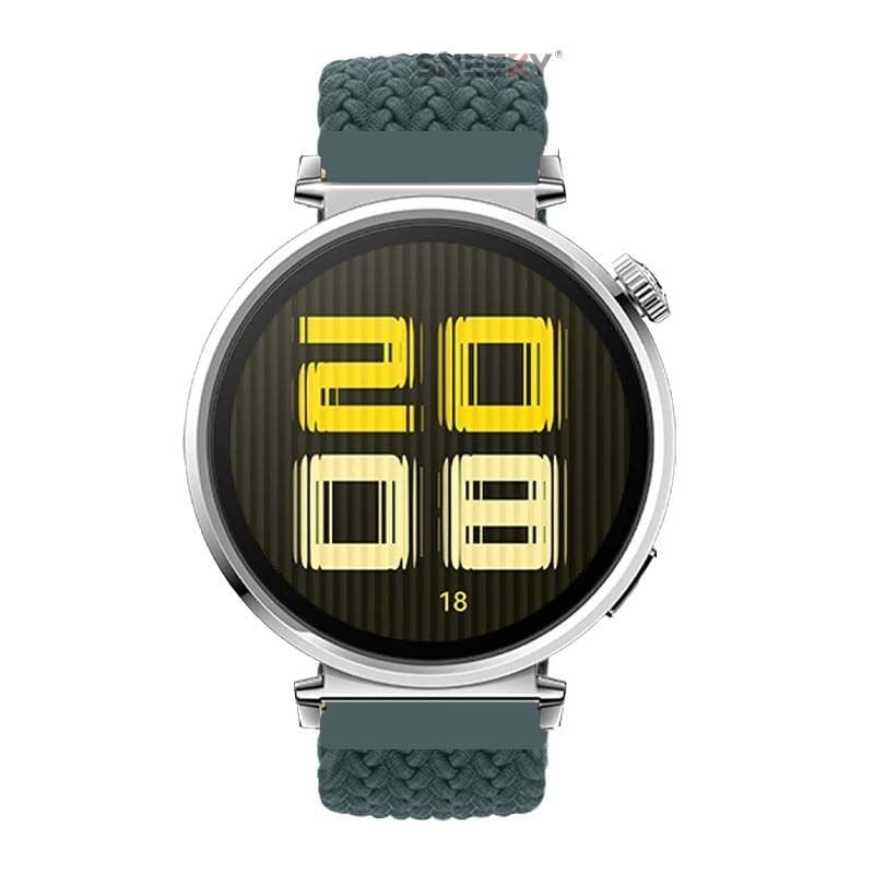 Sneezy Huawei Watch GT5 41mm İle Uyumlu Metal Klips Solo Fiberlink Kumaş Örgü Kordon Petrol