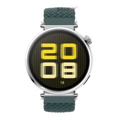 Sneezy Huawei Watch GT5 41mm İle Uyumlu Metal Klips Solo Fiberlink Kumaş Örgü Kordon Petrol