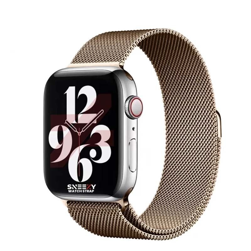 Apple Watch 42mm 44mm 45mm Seri 3 4 5 6 7 8 Se Uyumlu Woven Wire Tasarım Metal Hasır Kordon Retro Gold