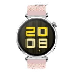 Sneezy Huawei Watch GT5 41mm İle Uyumlu Metal Klips Solo Fiberlink Kumaş Örgü Kordon Pudra