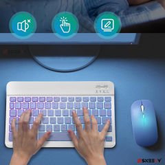 Apple Ipad Pro 11 Inç 2024 5.nesil Uyumlu Rgb Işıklı Bluetooth & Wireless Türkçe Klavye Mouse Seti Lavanta - Lavanta