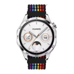 Huawei Watch 3 Elite-Classic 46mm-Watch 3 Pro 22mm Uyumlu Metal Klips Solo Fiberlink Örgü Kordon Gökkuşağı Siyah