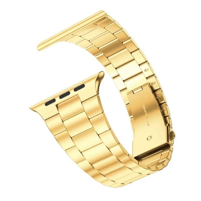 Apple Watch Ultra Seri 49mm Uyumlu Ironweft Döküm Çelik Metal Kordon Gold