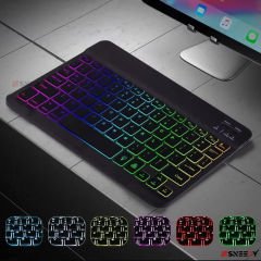 Apple Ipad Pro 11 Inç 2024 5.nesil Uyumlu Rgb Işıklı Bluetooth & Wireless Türkçe Klavye Mouse Seti Siyah - Siyah