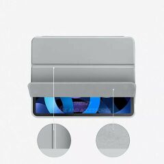 Apple iPad 11.Nesil 11 İnç 2025 Kılıf Premium Kalem Bölmeli Uyku Modlu Kapaklı Smart Case Gri