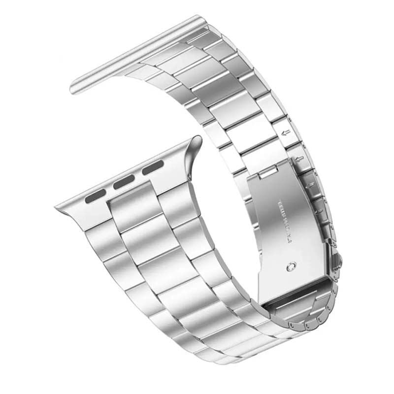 Apple Watch Ultra Seri 49mm Uyumlu Ironweft Döküm Çelik Metal Kordon Gümüş