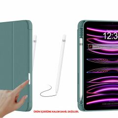 Apple iPad 11.Nesil 11 İnç 2025 Kılıf Premium Kalem Bölmeli Uyku Modlu Kapaklı Smart Case Haki