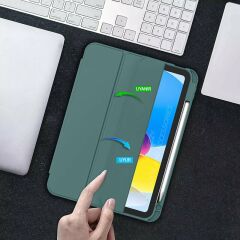 Apple iPad 11.Nesil 11 İnç 2025 Kılıf Premium Kalem Bölmeli Uyku Modlu Kapaklı Smart Case Haki