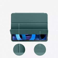Apple iPad 11.Nesil 11 İnç 2025 Kılıf Premium Kalem Bölmeli Uyku Modlu Kapaklı Smart Case Haki
