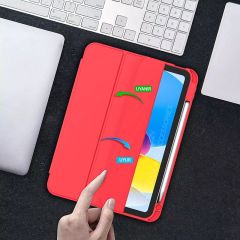 Apple iPad 11.Nesil 11 İnç 2025 Kılıf Premium Kalem Bölmeli Uyku Modlu Kapaklı Smart Case Kırmızı