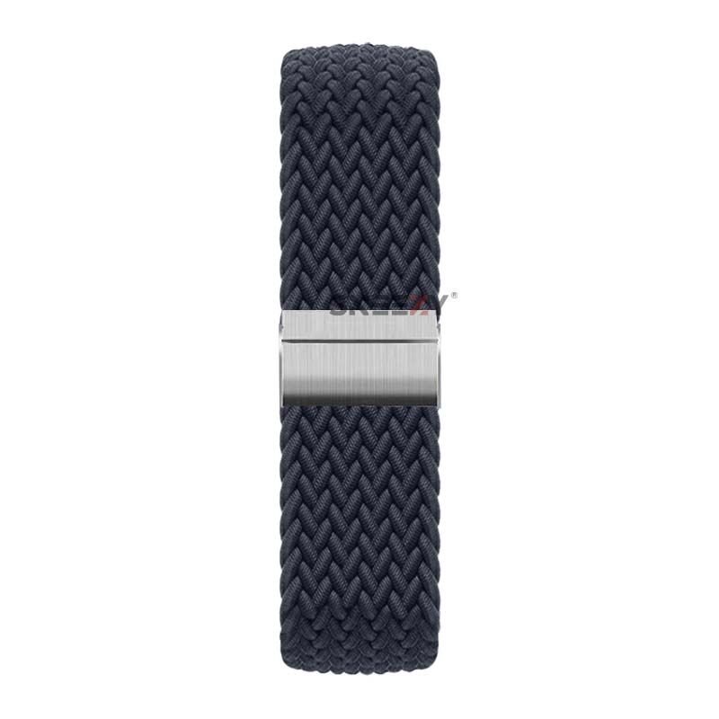 Huawei Watch 3 Elite-Classic 46mm-Watch 3 Pro 22mm Uyumlu Metal Klips Solo Fiberlink Örgü Kordon Lacivert - Lacivert