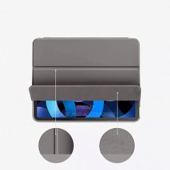 Apple iPad 11.Nesil 11 İnç 2025 Kılıf Premium Kalem Bölmeli Uyku Modlu Kapaklı Smart Case Koyu Gri