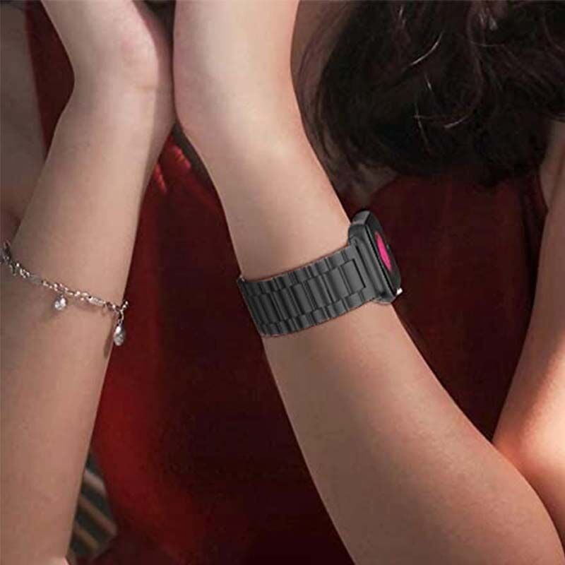 Apple Watch Ultra Seri 49mm Uyumlu Ironweft Döküm Çelik Metal Kordon Siyah