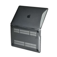 Macbook Air 2022 13,6 İnç M2 M3 Çip A3113 A2681 Uyumlu Diamond Dust Transparan Parlak Simli Kılıf Siyah - Siyah