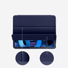 Apple iPad 11.Nesil 11 İnç 2025 Kılıf Premium Kalem Bölmeli Uyku Modlu Kapaklı Smart Case Lacivert