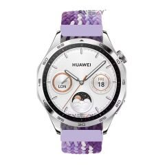 Huawei Watch 3 Elite-Classic 46mm-Watch 3 Pro 22mm Uyumlu Metal Klips Solo Fiberlink Örgü Kordon Lila Beyaz