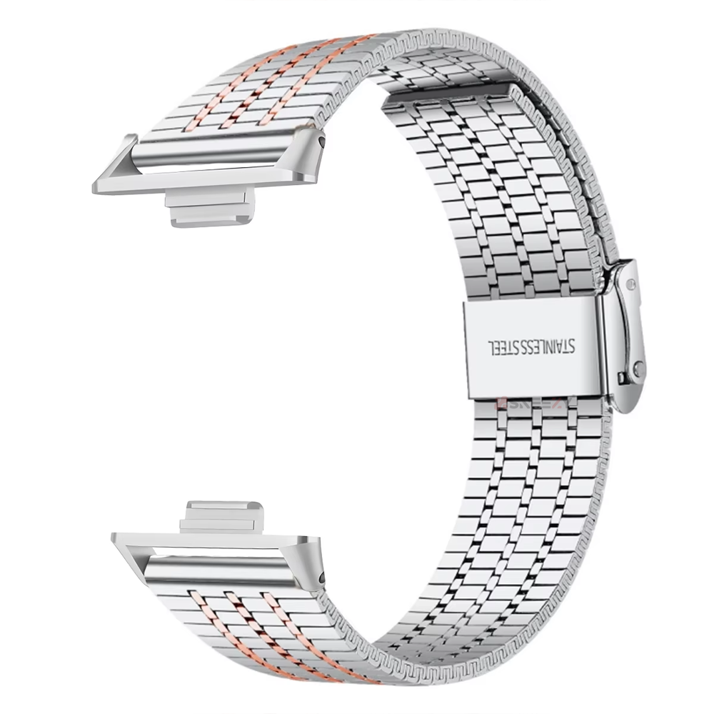Huawei Watch Fit 4 Fit 4 Pro İle Uyumlu Lux Correa Paslanmaz Ayarlanabilir Metal Tokalı Kordon Açık Pembe