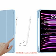 Apple iPad 11.Nesil 11 İnç 2025 Kılıf Premium Kalem Bölmeli Uyku Modlu Kapaklı Smart Case Mavi