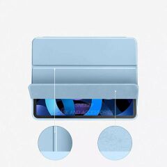 Apple iPad 11.Nesil 11 İnç 2025 Kılıf Premium Kalem Bölmeli Uyku Modlu Kapaklı Smart Case Mavi