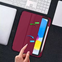 Apple iPad 11.Nesil 11 İnç 2025 Kılıf Premium Kalem Bölmeli Uyku Modlu Kapaklı Smart Case Mürdüm
