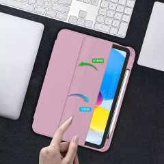 Apple iPad 11.Nesil 11 İnç 2025 Kılıf Premium Kalem Bölmeli Uyku Modlu Kapaklı Smart Case Pembe