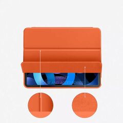 Apple iPad 11.Nesil 11 İnç 2025 Kılıf Premium Kalem Bölmeli Uyku Modlu Kapaklı Smart Case Turuncu