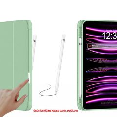 Apple iPad 11.Nesil 11 İnç 2025 Kılıf Premium Kalem Bölmeli Uyku Modlu Kapaklı Smart Case Yeşil