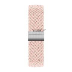 Huawei Watch 3 Elite-Classic 46mm-Watch 3 Pro 22mm Uyumlu Metal Klips Solo Fiberlink Örgü Kordon Pudra - Pudra
