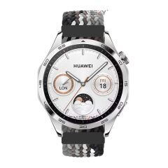 Huawei Watch 3 Elite-Classic 46mm-Watch 3 Pro 22mm Uyumlu Metal Klips Solo Fiberlink Örgü Kordon Siyah Beyaz