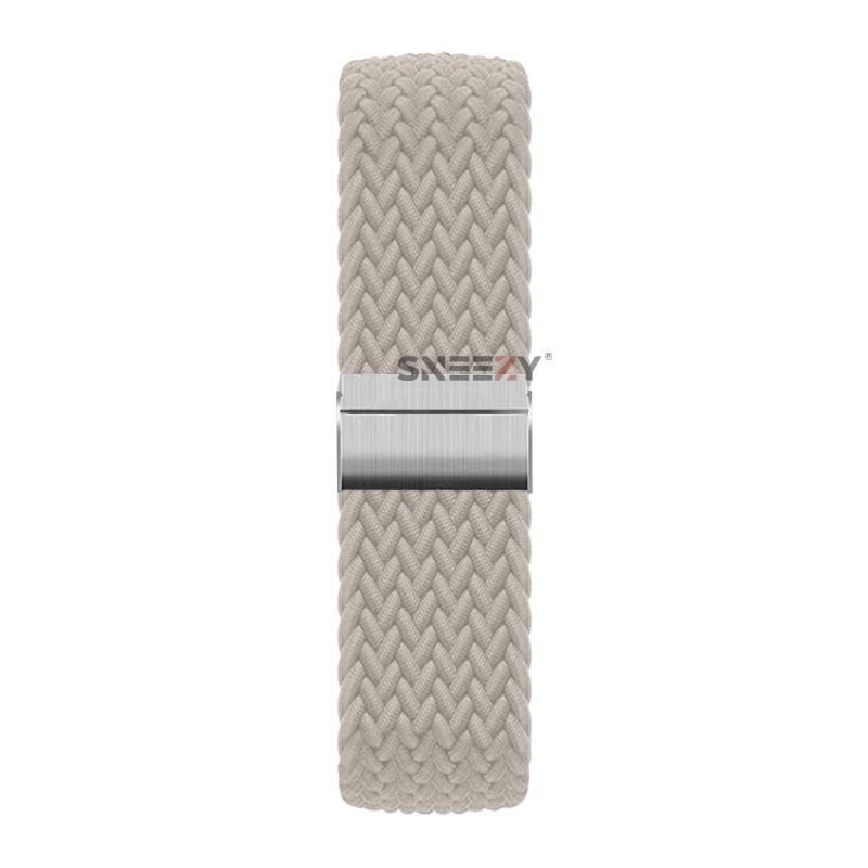 Huawei Watch 3 Elite-Classic 46mm-Watch 3 Pro 22mm Uyumlu Metal Klips Solo Fiberlink Örgü Kordon Starlight - Starlight