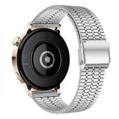 Huawei Watch GT3 42mm Ve GT2 42mm İle Uyumlu Lux Correa Paslanmaz Metal Tokalı Kordon Gümüş