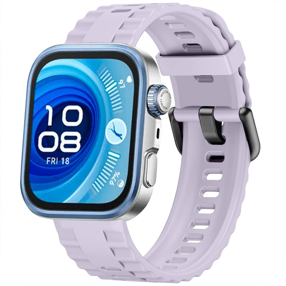 Huawei Watch Fit3 Fit 4 Fit 4 Pro İle Uyumlu GlacierFlex Metal Tokalı Spor Silikon Kordon Lila