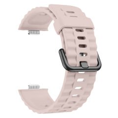 Huawei Watch Fit3 Fit 4 Fit 4 Pro İle Uyumlu GlacierFlex Metal Tokalı Spor Silikon Kordon Pudra