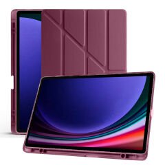 Samsung Galaxy Tab A9 X110 8.7 İnç Katlanabilir Kalemlikli Standlı Akıllı Kılıf Mürdüm - Mürdüm