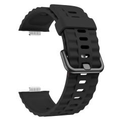 Huawei Watch Fit3 Fit 4 Fit 4 Pro İle Uyumlu GlacierFlex Metal Tokalı Spor Silikon Kordon Siyah