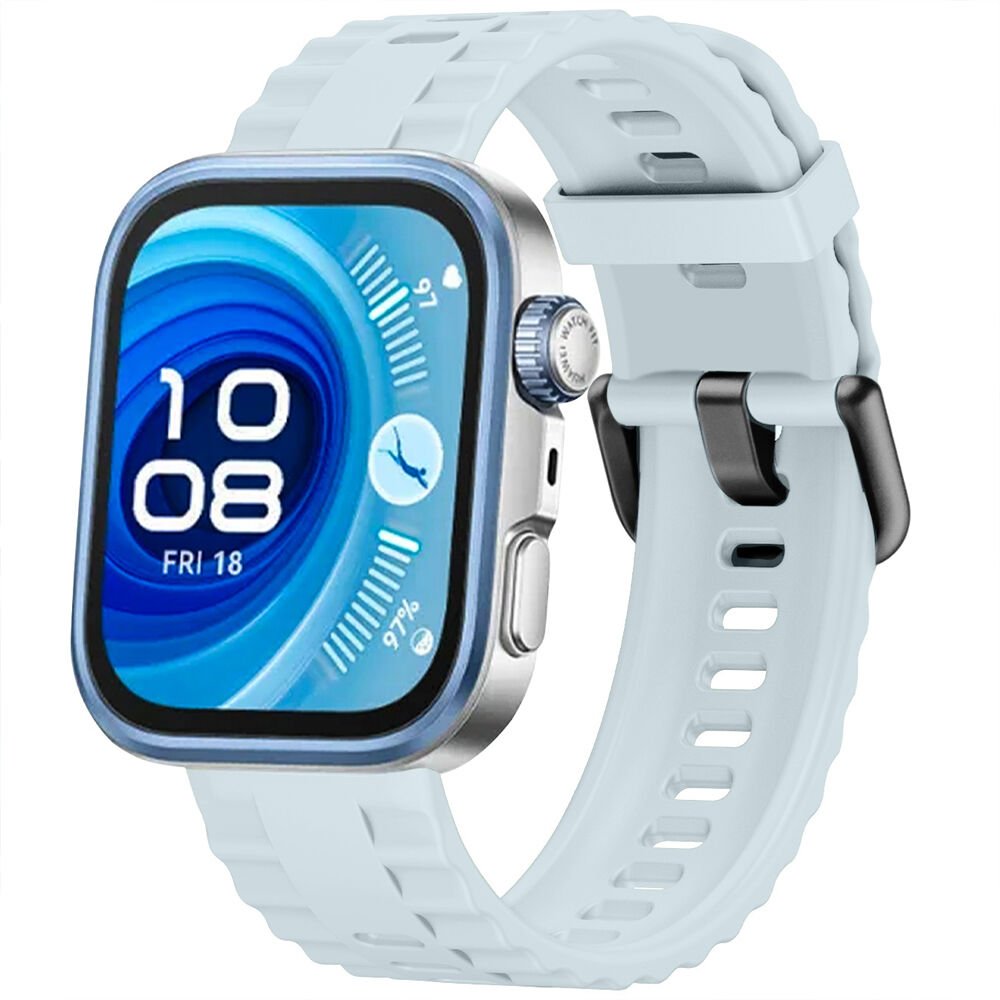 Huawei Watch Fit3 Fit 4 Fit 4 Pro İle Uyumlu GlacierFlex Metal Tokalı Spor Silikon Kordon Mavi