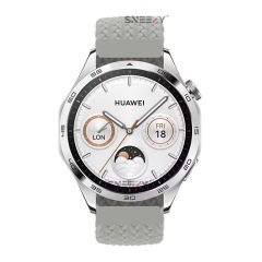 Sneezy Huawei Watch 4 46mm-Watch 4 Pro 22mm Uyumlu Metal Klips Solo Fiberlink Örgü Kordon Gri - Gri