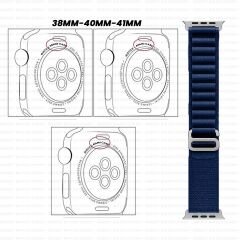 Apple Watch 38mm 40mm 41mm Seri 1 2 3 4 5 6 7 8 Se Uyumlu Frost Alpine Loop Kordon Lacivert