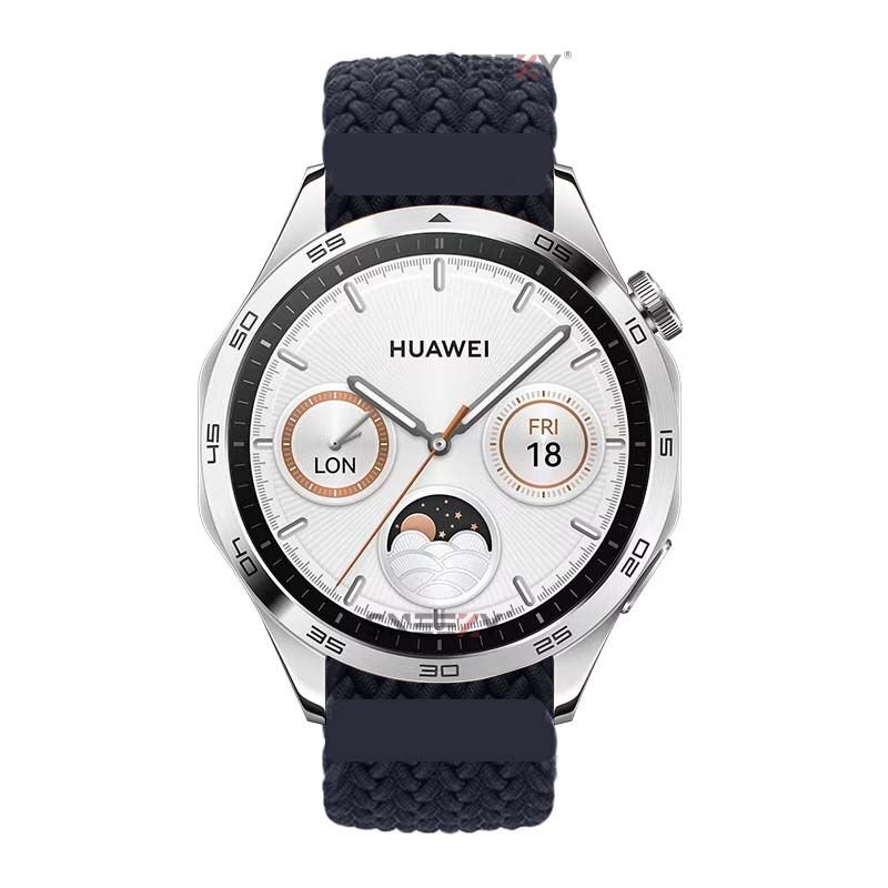 Sneezy Huawei Watch 4 46mm-Watch 4 Pro 22mm Uyumlu Metal Klips Solo Fiberlink Örgü Kordon Lacivert - Lacivert